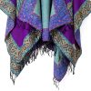 Women's Retro Style Vintage Pattern Tassel Poncho Shawl Cape Wraps For Women